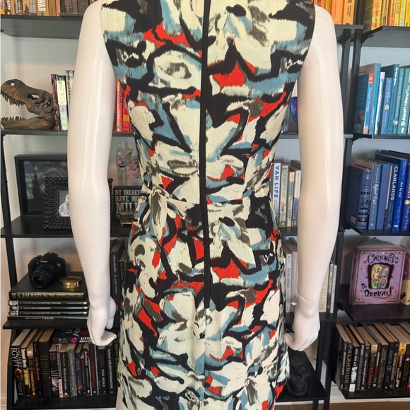 Milly Red and Black Sheath Mini Dress Sleeveless Crew Neck - Picture 3 of 10